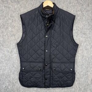 Barbour Lowerdale Vest Men's Medium Navy Blue Preppy Full Zip Quilted Hunting